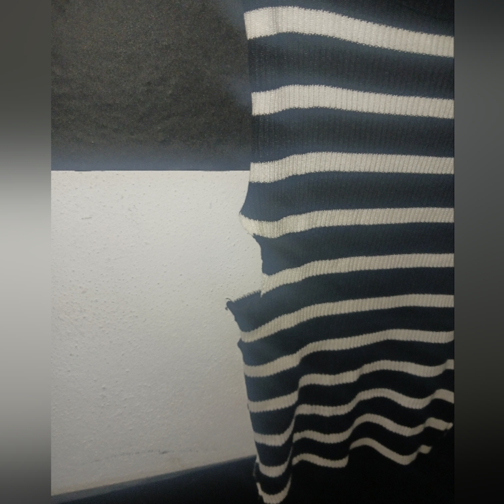 Women Black & White Striped Off Shoulder Top - Picture 6 of 14